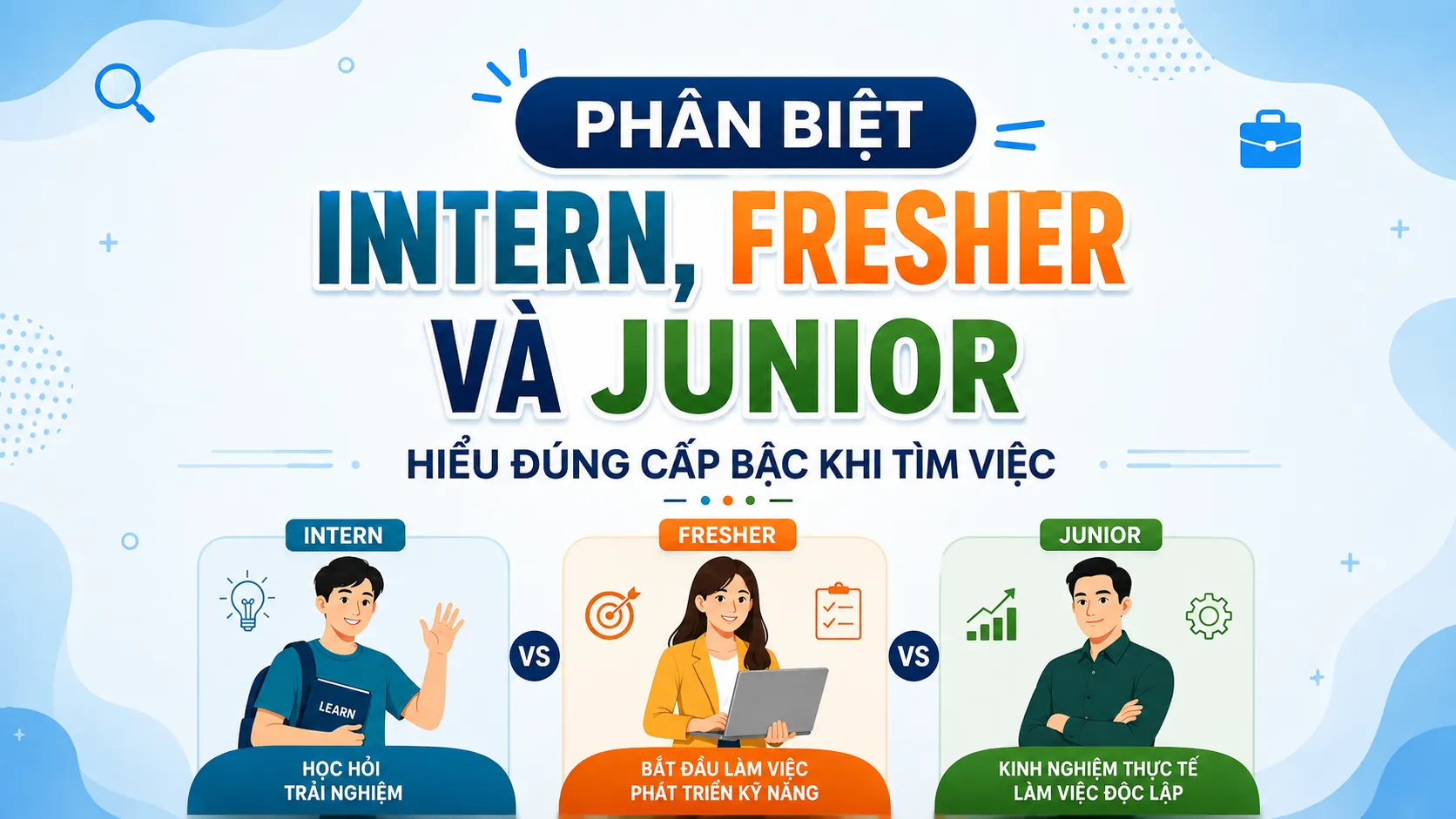 Phân Biệt Intern, Fresher Và Junior: Hiểu Đúng Cấp Bậc Khi Tìm Việc